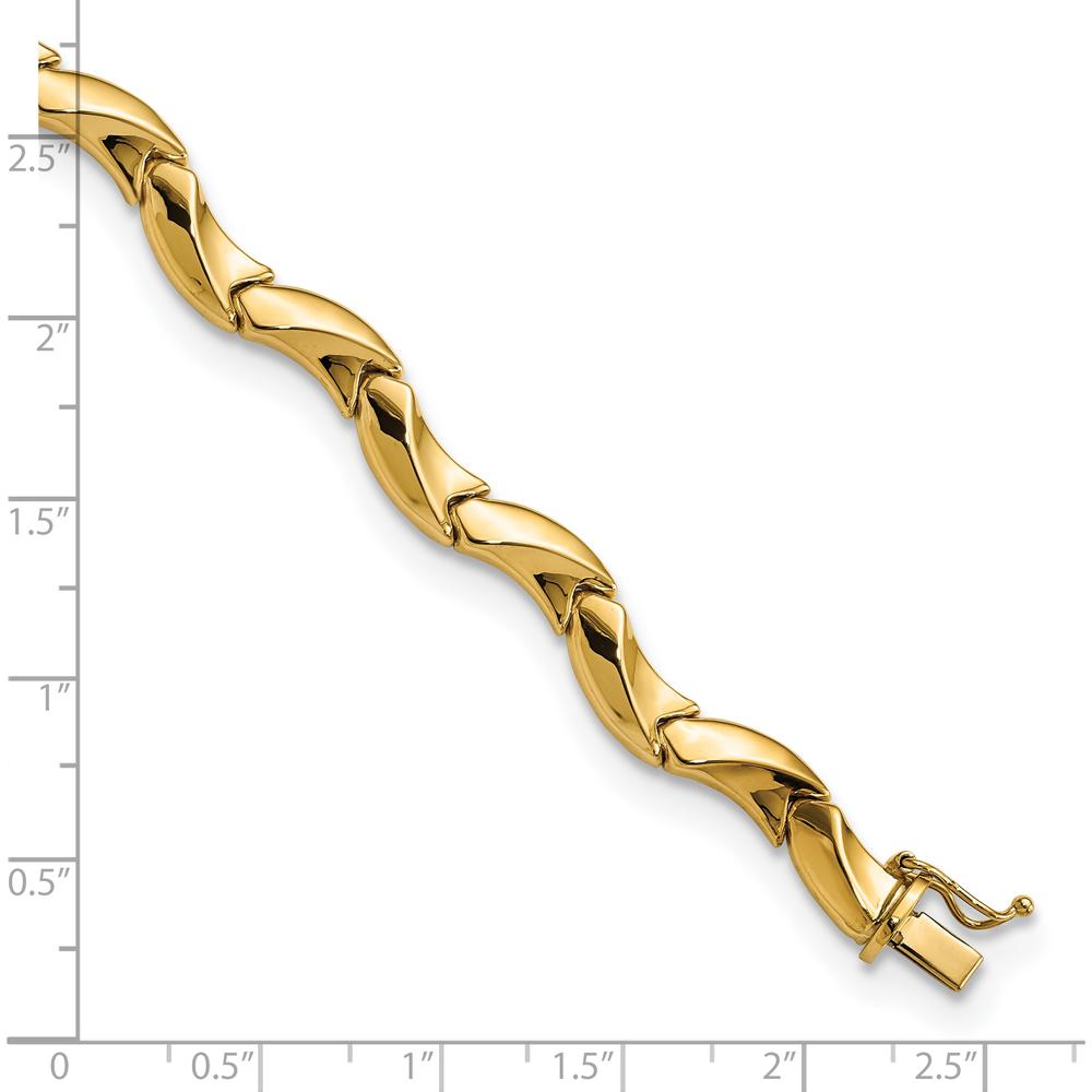 14K Yellow Gold Polished 7.25mm Fancy Wavy Link Bracelet - 7.5" Length by Oro Pregiato