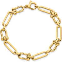 14K Yellow Gold Polished 7.3mm Fancy Cable Link Bracelet - 7.75" Length by 0