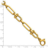14K Yellow Gold Polished 7.3mm Fancy Cable Link Bracelet - 7.75" Length by 0
