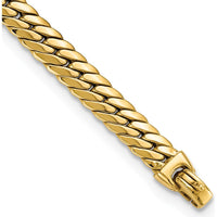 14K Yellow Gold Polished 7.4mm Snake Chain Bracelet - 7.5" Length by Oro Pregiato