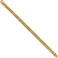 14K Yellow Gold Polished 7.4mm Snake Chain Bracelet - 7.5" Length by Oro Pregiato