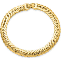 14K Yellow Gold Polished 7.4mm Snake Chain Bracelet - 7.5" Length by Oro Pregiato