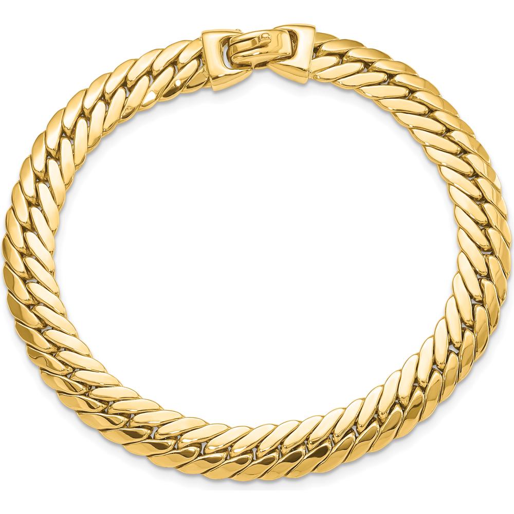 14K Yellow Gold Polished 7.4mm Snake Chain Bracelet - 7.5" Length by Oro Pregiato