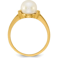 14K Yellow Gold Polished 7-8mm Button Freshwater Cultured Pearl Ring by Monteluci Fine Jewelry