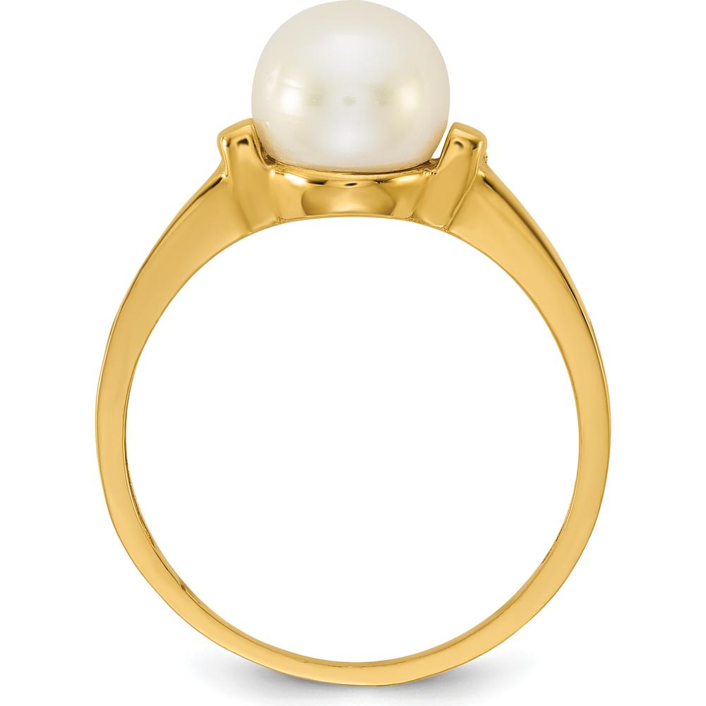 14K Yellow Gold Polished 7-8mm Button Freshwater Cultured Pearl Ring by Monteluci Fine Jewelry