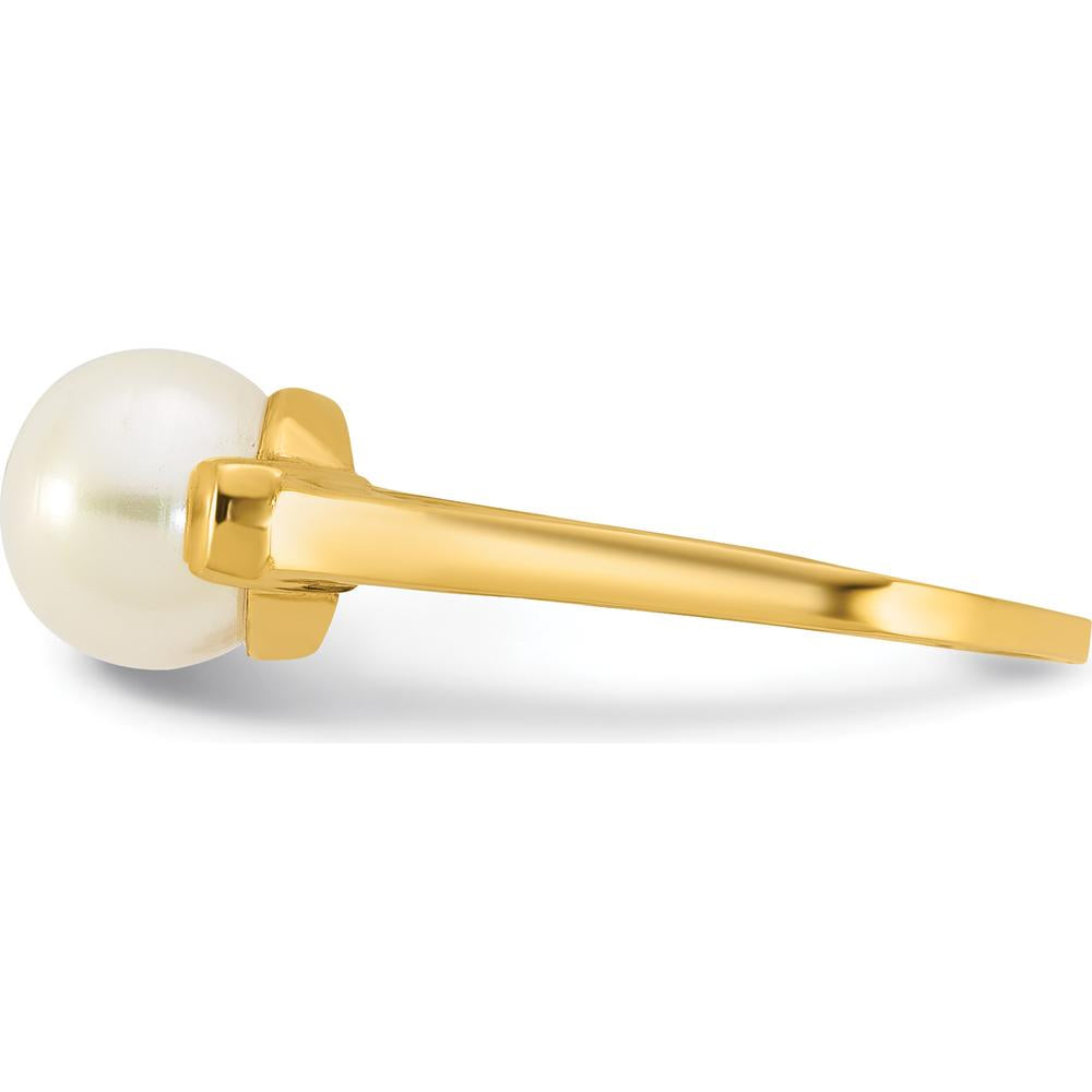 14K Yellow Gold Polished 7-8mm Button Freshwater Cultured Pearl Ring by Monteluci Fine Jewelry