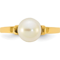 14K Yellow Gold Polished 7-8mm Button Freshwater Cultured Pearl Ring by Monteluci Fine Jewelry