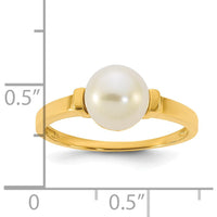 14K Yellow Gold Polished 7-8mm Button Freshwater Cultured Pearl Ring by Monteluci Fine Jewelry