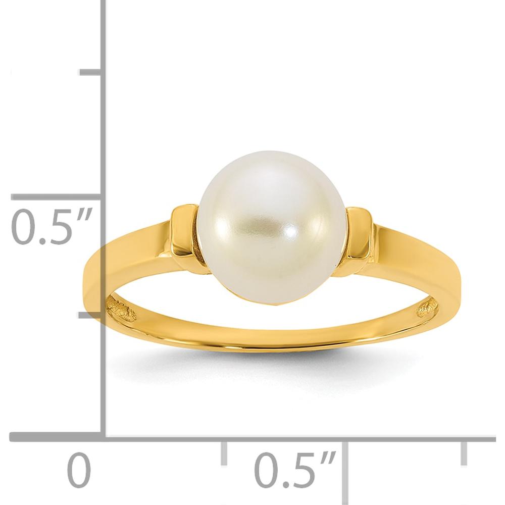14K Yellow Gold Polished 7-8mm Button Freshwater Cultured Pearl Ring by Monteluci Fine Jewelry