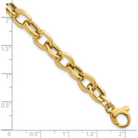 14K Yellow Gold Polished 7.8mm Fancy Oval Cable Link Bracelet - 7.5" Length by 0