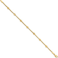 14K Yellow Gold Polished 7-Station Mirror Beads and Chain Bracelet - 7" Length by Oro Pregiato