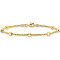 14K Yellow Gold Polished 7-Station Mirror Beads and Chain Bracelet - 7" Length by Oro Pregiato