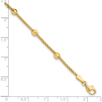 14K Yellow Gold Polished 7-Station Mirror Beads and Chain Bracelet - 7" Length by Oro Pregiato