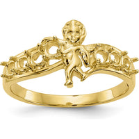 14K Yellow Gold Polished 7-Stone Family and Mother's Ring with Angel Motif by Oro Pregiato