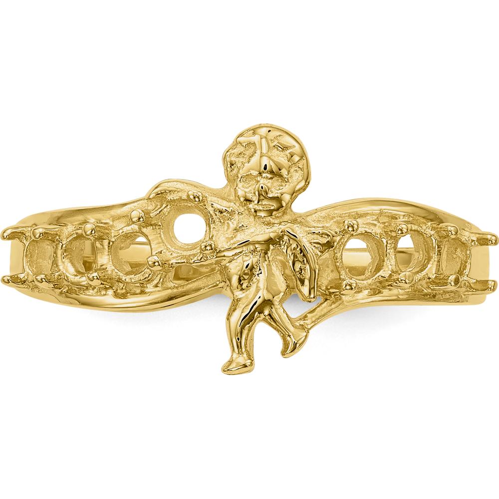 14K Yellow Gold Polished 7-Stone Family and Mother's Ring with Angel Motif by Oro Pregiato