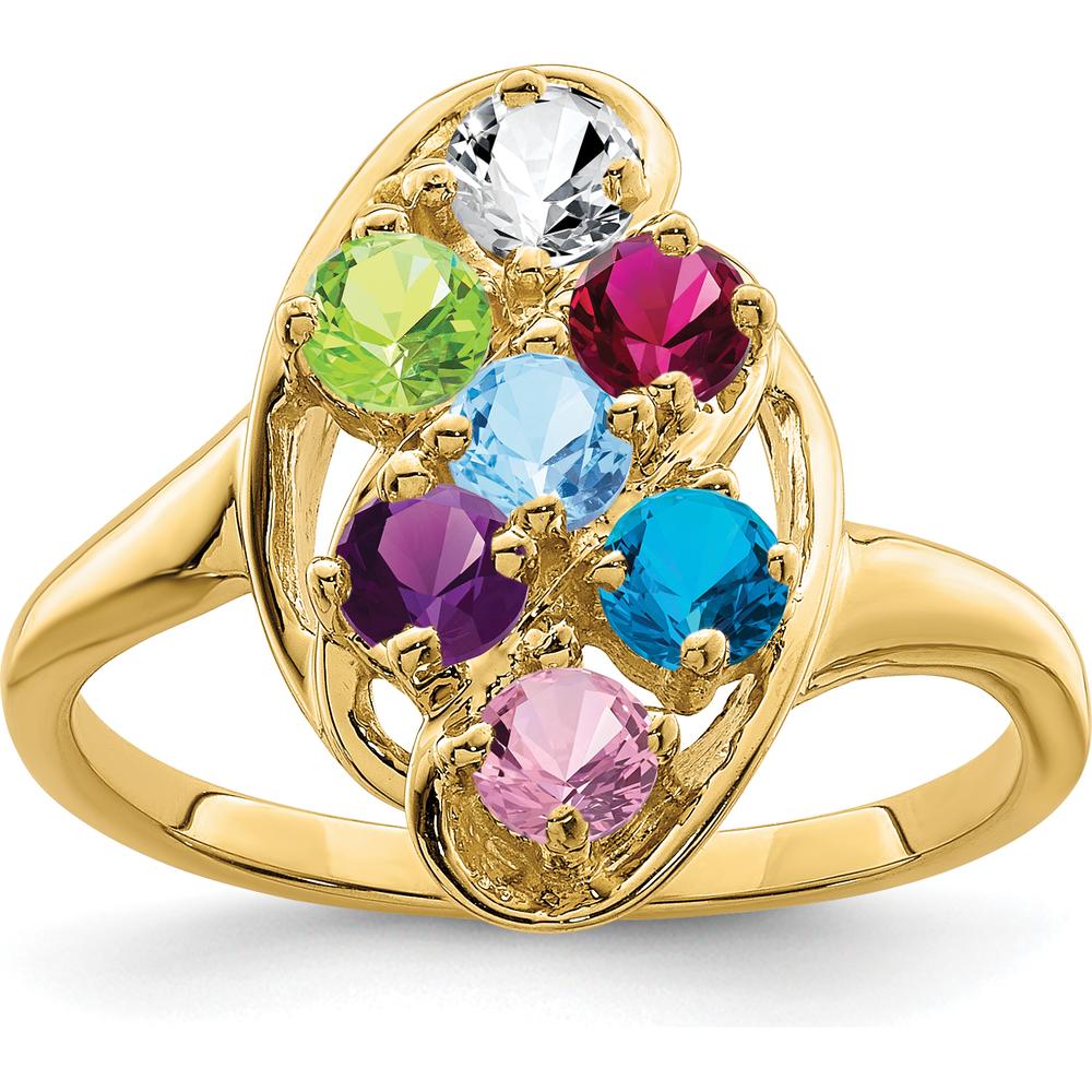 14K Yellow Gold Polished 7-Stone Mother's Ring Mounting by Monteluci Fine Jewelry