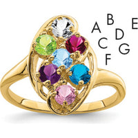 14K Yellow Gold Polished 7-Stone Mother's Ring Mounting by Monteluci Fine Jewelry