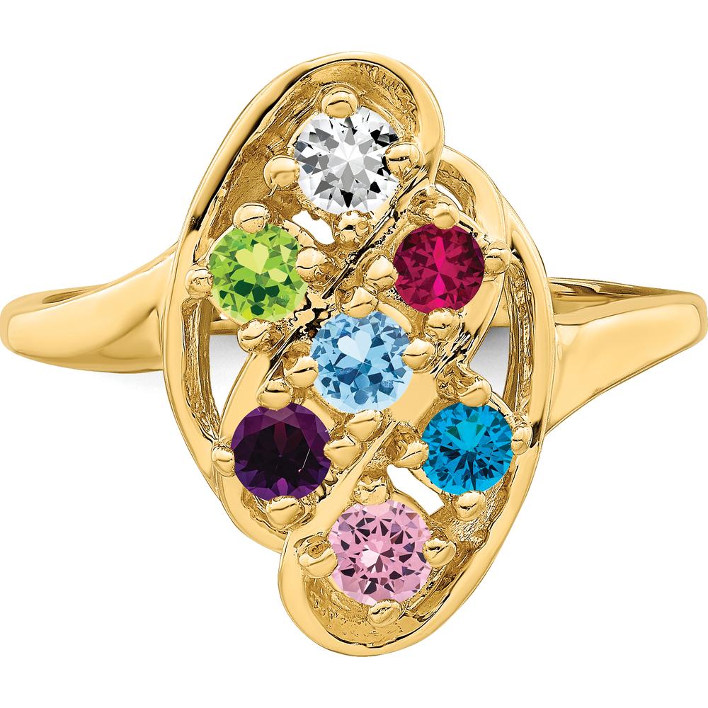 14K Yellow Gold Polished 7-Stone Mother's Ring Mounting by Monteluci Fine Jewelry