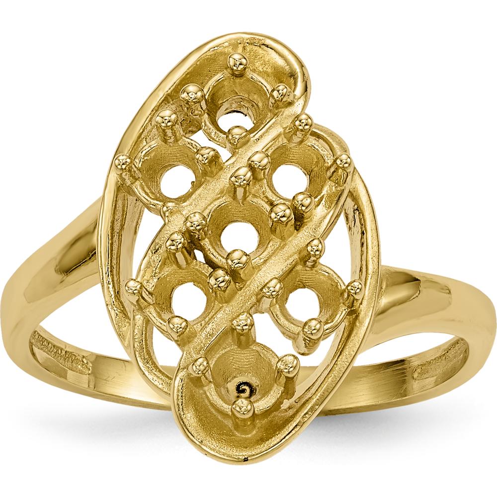 14K Yellow Gold Polished 7-Stone Mother's Ring Mounting by Monteluci Fine Jewelry