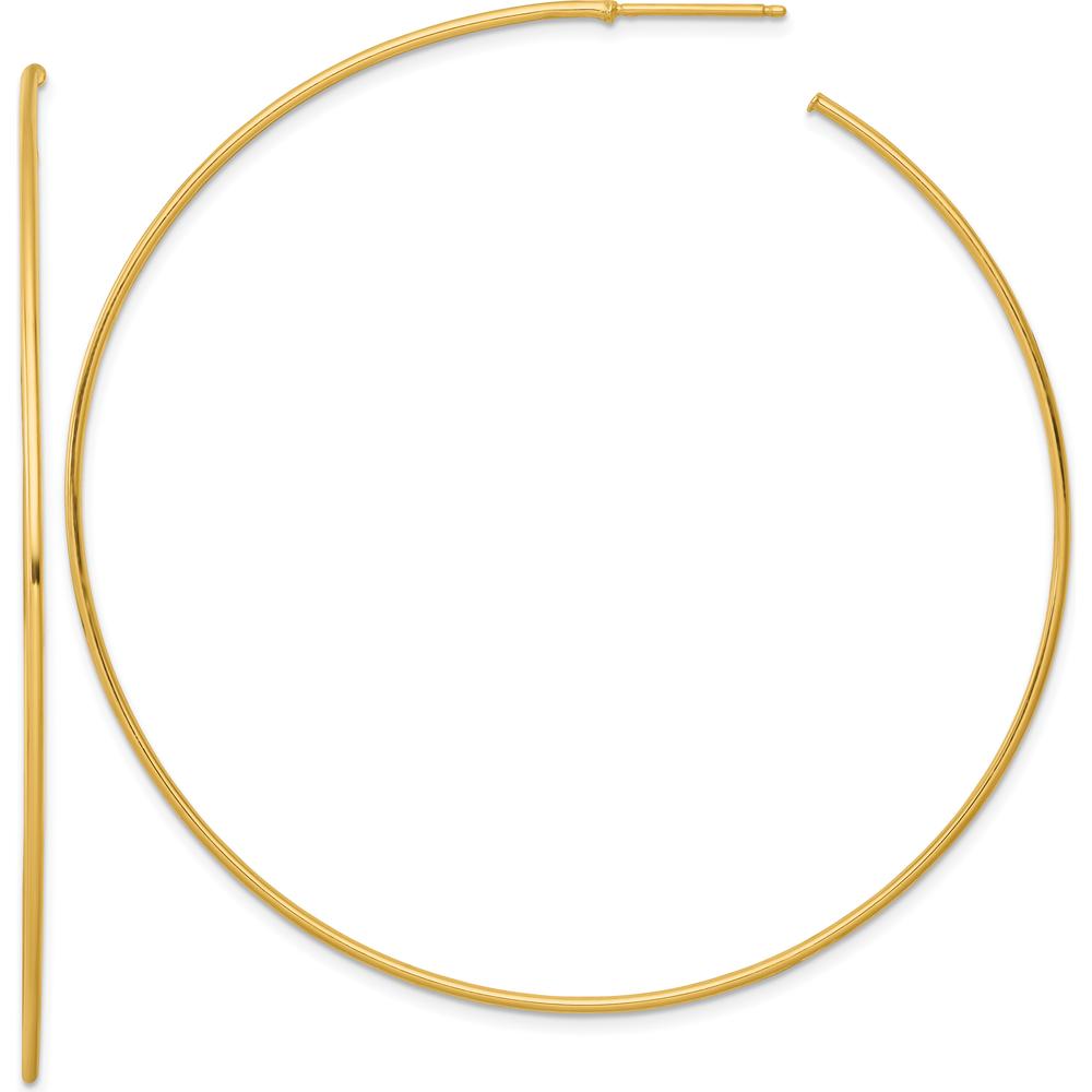 14K Yellow Gold Polished 70mm C-Hoop Post Earrings by 0