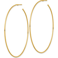 14K Yellow Gold Polished 70mm C-Hoop Post Earrings by 0