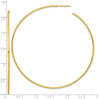 14K Yellow Gold Polished 70mm C-Hoop Post Earrings by 0