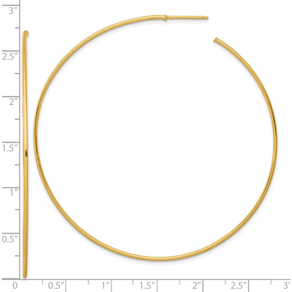 14K Yellow Gold Polished 70mm C-Hoop Post Earrings by 0