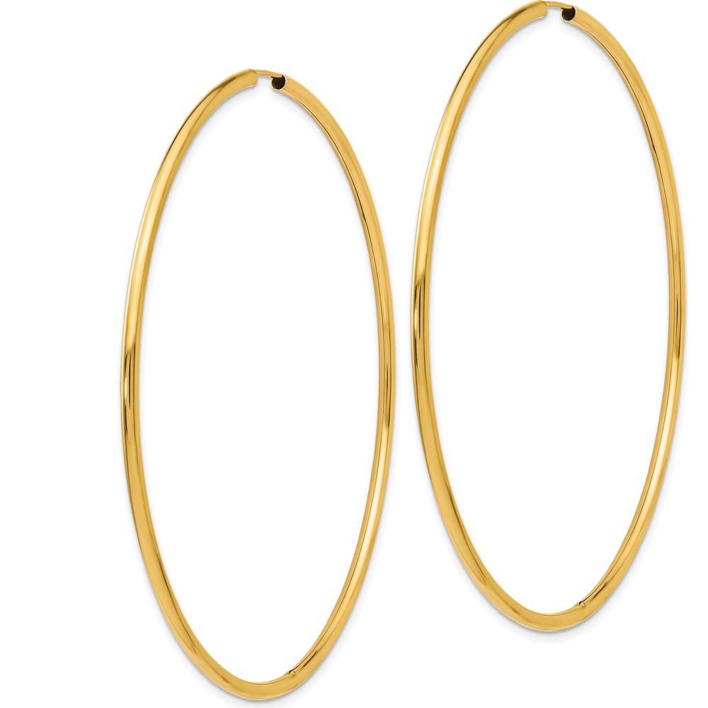 14K Yellow Gold Polished 70mm Endless Hoop Earrings by 0