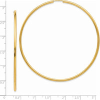 14K Yellow Gold Polished 70mm Endless Hoop Earrings by 0