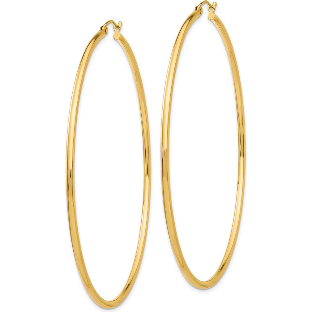 14K Yellow Gold Polished 70mm Large Hoop Earrings by 0
