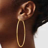 14K Yellow Gold Polished 70mm Large Hoop Earrings by 0