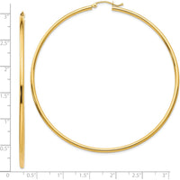 14K Yellow Gold Polished 70mm Large Hoop Earrings by 0
