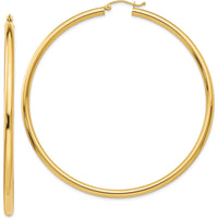 14K Yellow Gold Polished 70mm Large Round Tube Hoop Earrings by 0