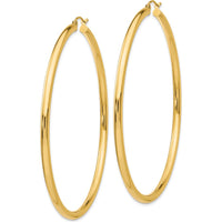 14K Yellow Gold Polished 70mm Large Round Tube Hoop Earrings by 0