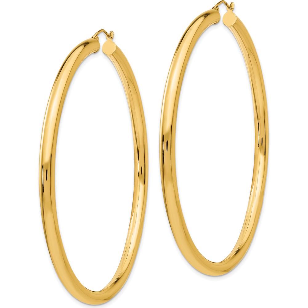 14K Yellow Gold Polished 70mm Large Round Tube Hoop Earrings by 0