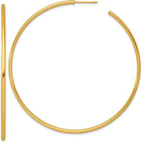 14K Yellow Gold Polished 70mm Tube C-Hoop Post Earrings by 0