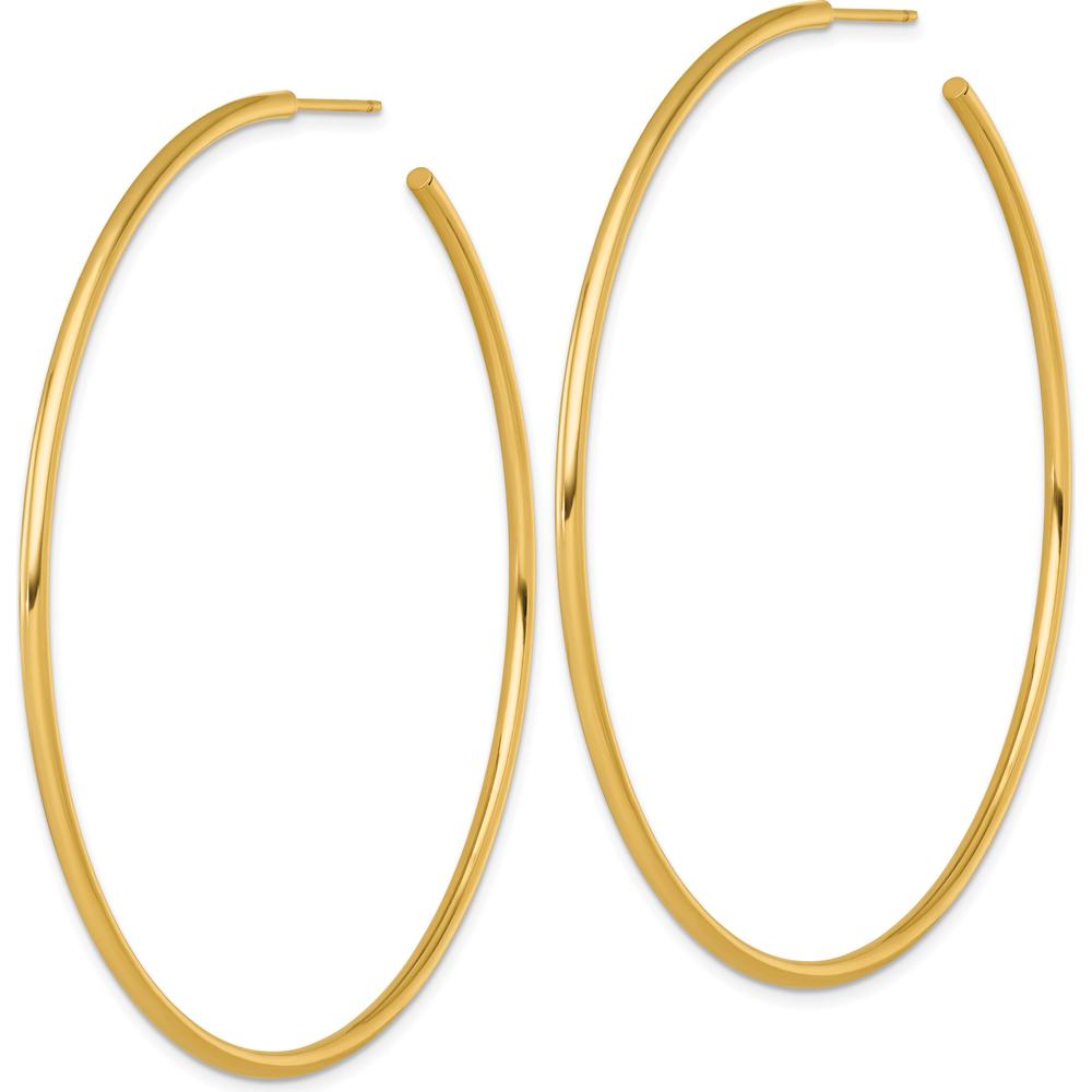 14K Yellow Gold Polished 70mm Tube C-Hoop Post Earrings by 0
