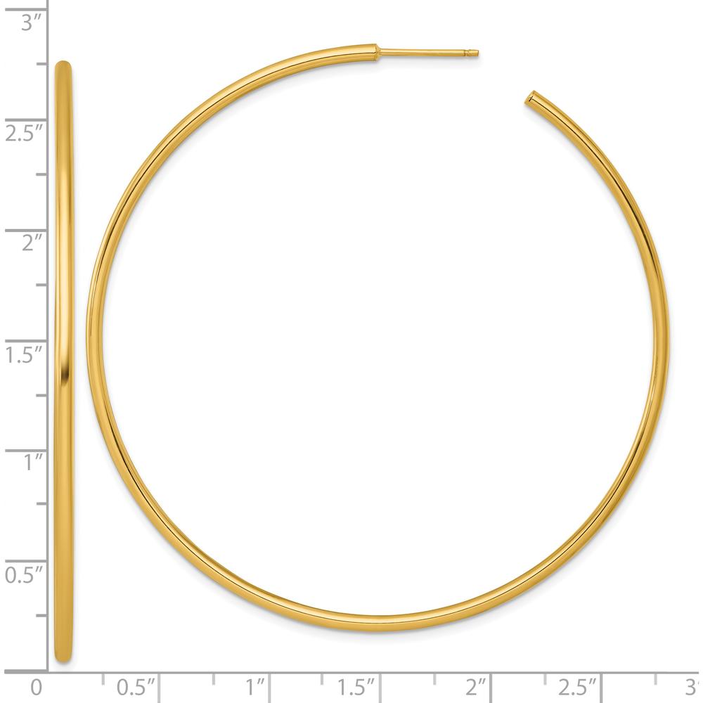 14K Yellow Gold Polished 70mm Tube C-Hoop Post Earrings by 0