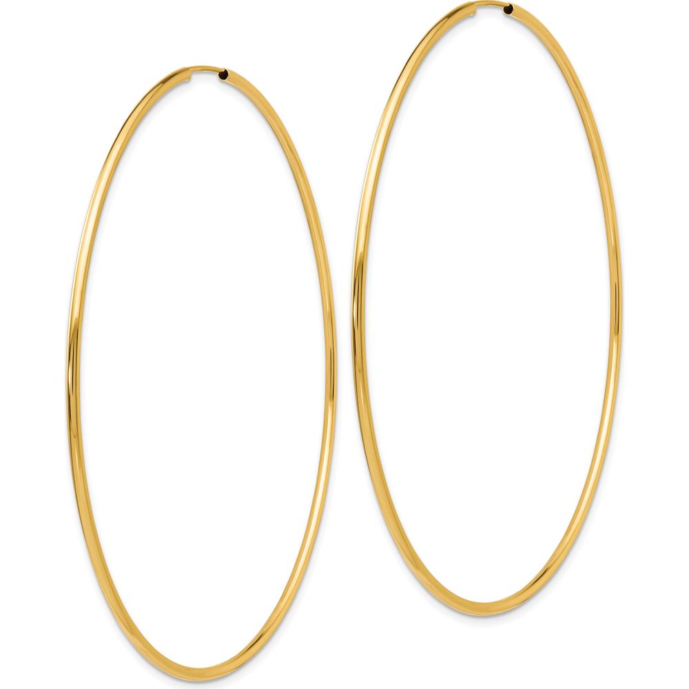 14K Yellow Gold Polished 75mm Endless Hoop Earrings by 0