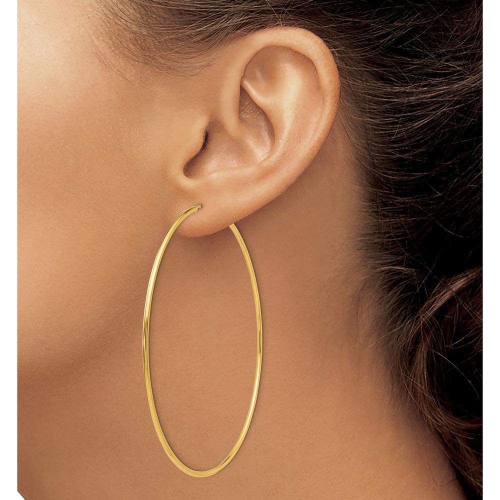 14K Yellow Gold Polished 75mm Endless Hoop Earrings by 0