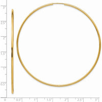 14K Yellow Gold Polished 75mm Endless Hoop Earrings by 0