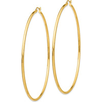 14K Yellow Gold Polished 75mm Round Tube Hoop Earrings by 0