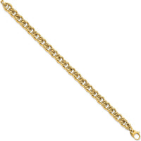 14K Yellow Gold Polished 7mm Fancy Link Bracelet - 7.5" Length by 0