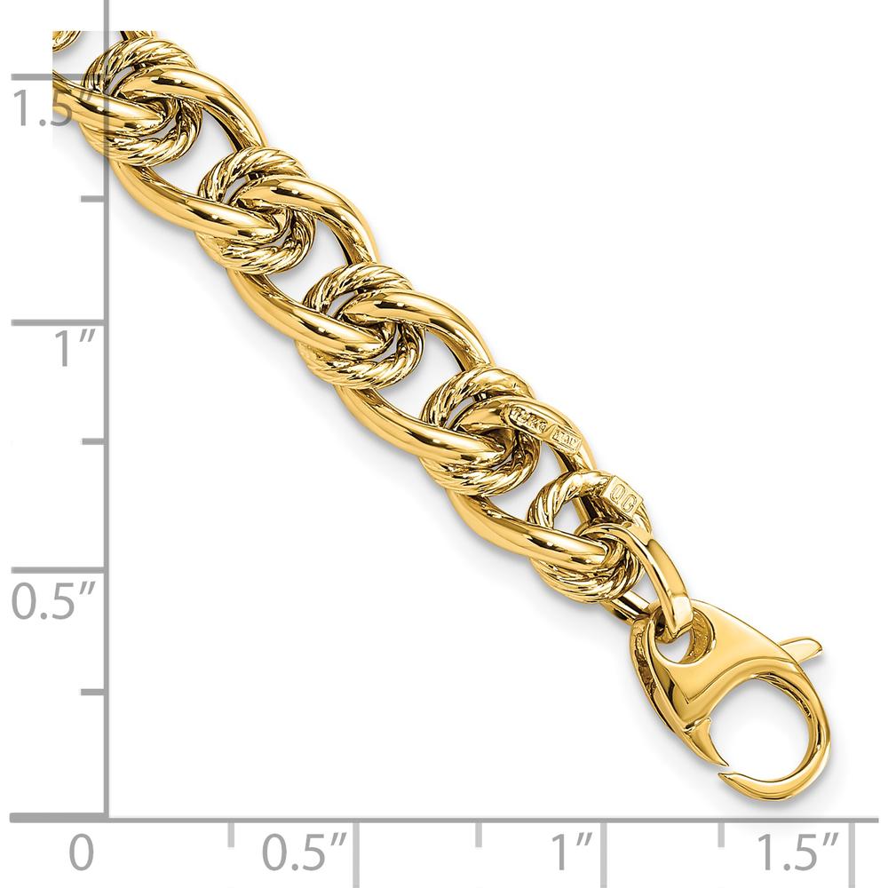14K Yellow Gold Polished 7mm Fancy Link Bracelet - 7.5" Length by 0