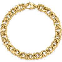 14K Yellow Gold Polished 7mm Fancy Link Bracelet - 7.5" Length by 0