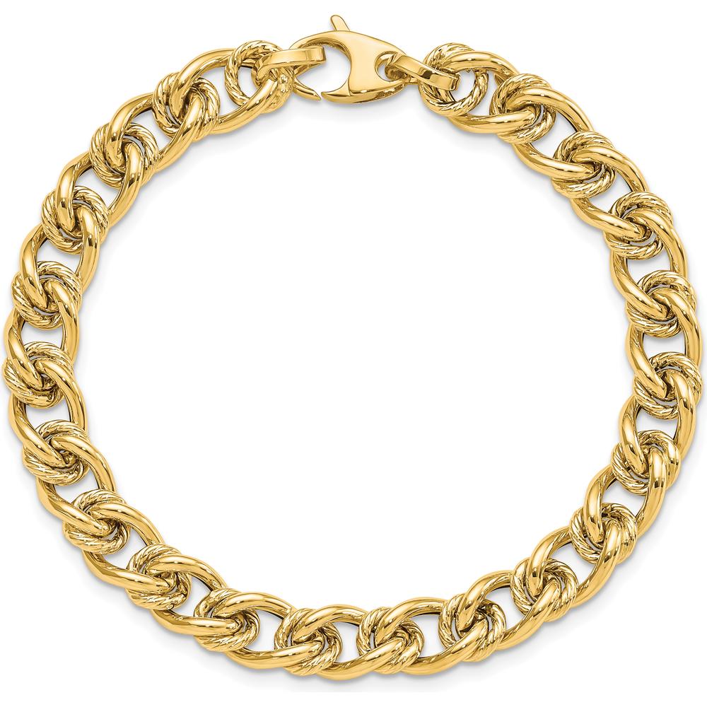 14K Yellow Gold Polished 7mm Fancy Link Bracelet - 7.5" Length by 0