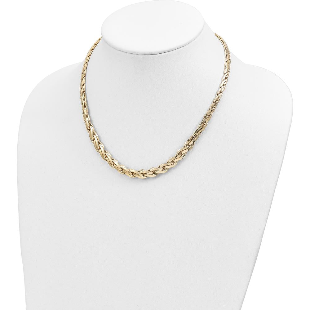 14K Yellow Gold Polished 7mm Graduated Fancy Link 18" Necklace by 0