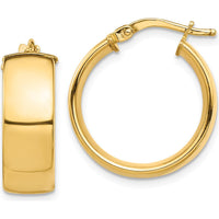 14K Yellow Gold Polished 7mm Hoop Earrings - Timeless Classic by 0