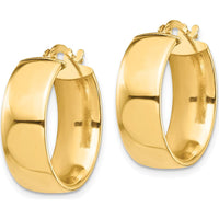 14K Yellow Gold Polished 7mm Hoop Earrings - Timeless Classic by 0