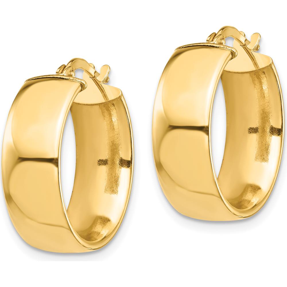 14K Yellow Gold Polished 7mm Hoop Earrings - Timeless Classic by 0